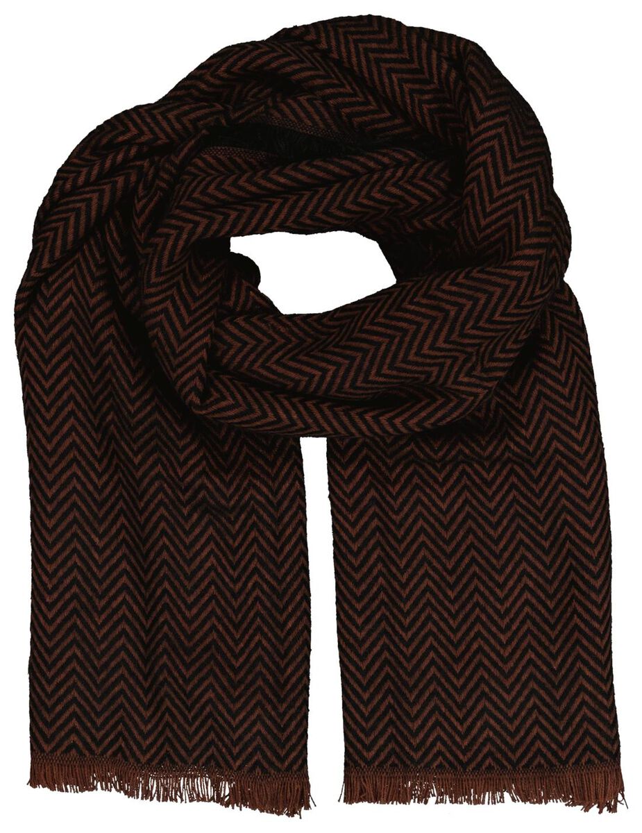 dames sjaal 180x70 zigzag bruin/zwart - 16440093 - HEMA