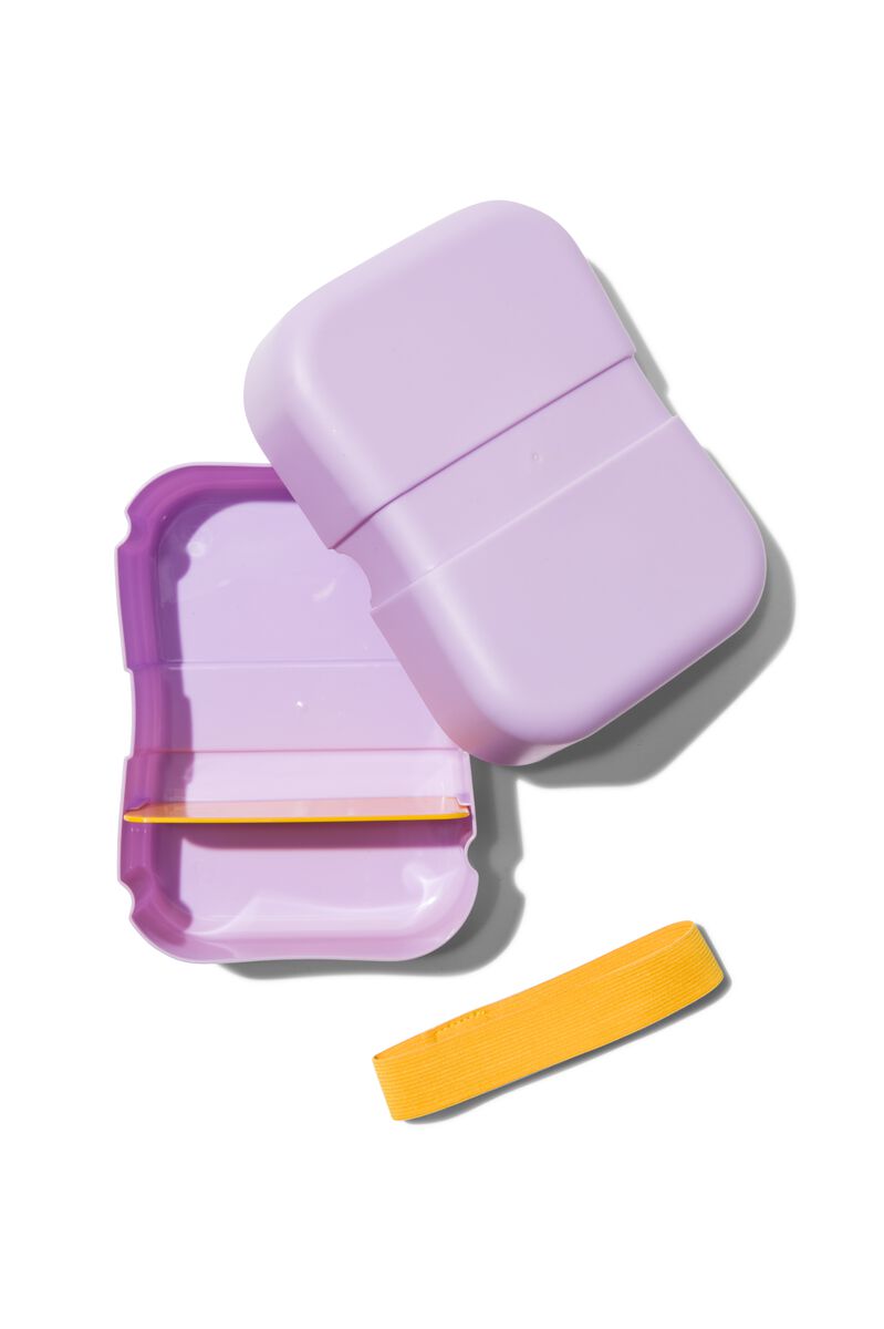 Woud Spanning Remmen lunchbox met elastiek lila - HEMA