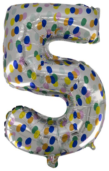 folieballon met confetti XL cijfer 5 - 14200635 - HEMA