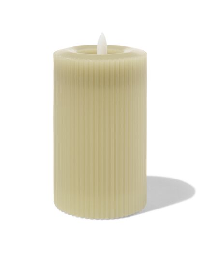 LED ribbel kaars met wax Ø7.5x12.5 lichtgroen - 13550058 - HEMA