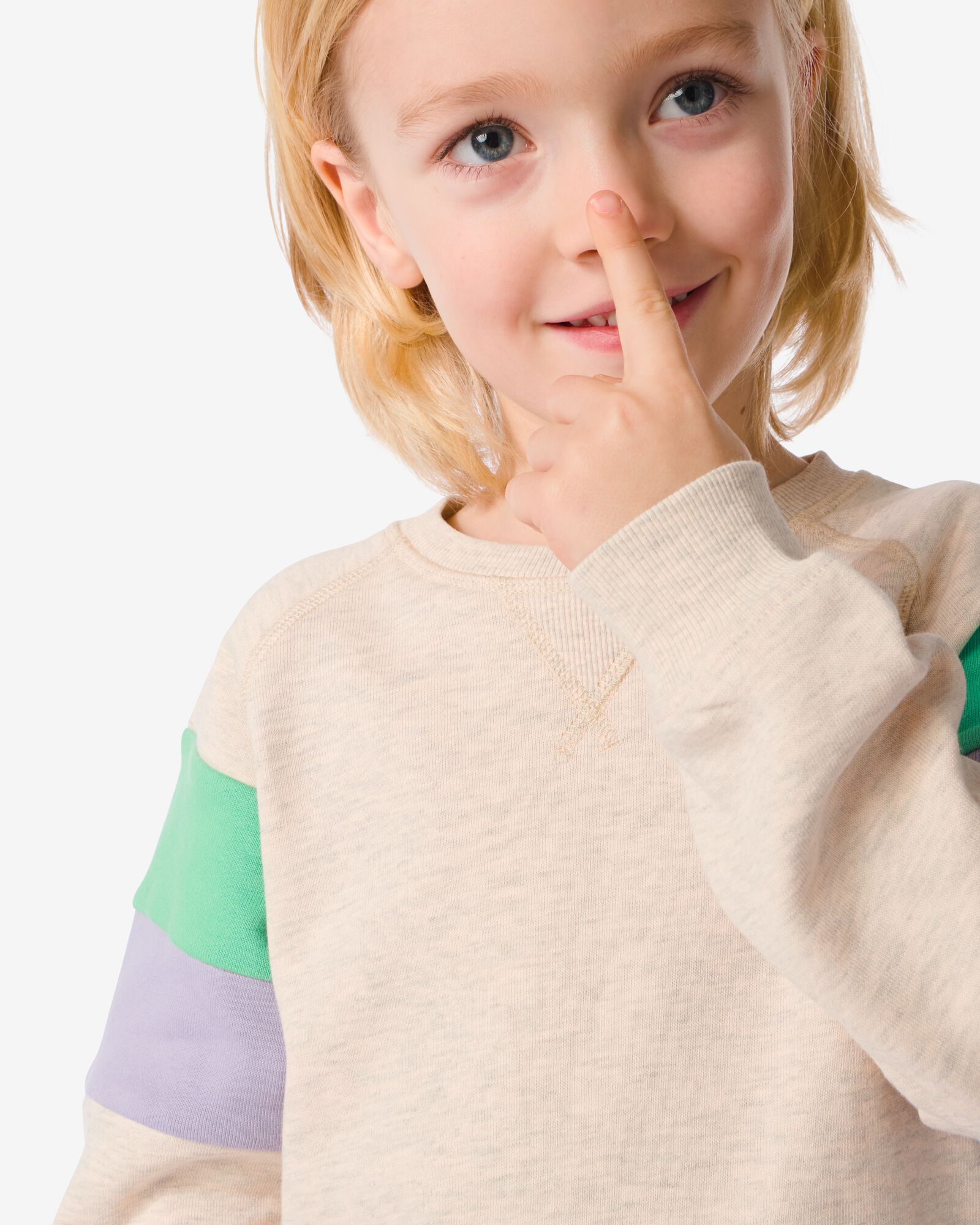 kindersweater met kleurblokken beige beige - 30777505BEIGE - HEMA