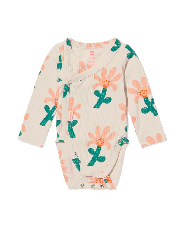 meegroei overslagromper rib met bamboe stretch ecru - 33480810ECRU - HEMA