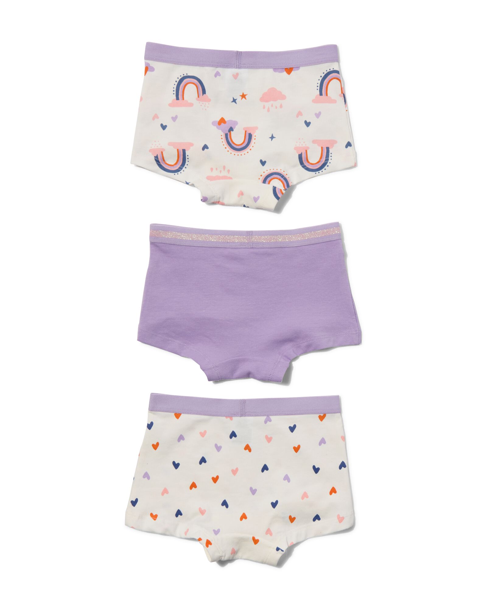kinder boxers katoen stretch - 3 stuks paars - 1000031070 - HEMA