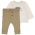 newborn set t-shirt en legging stretch katoen beige - 1000024480 - HEMA