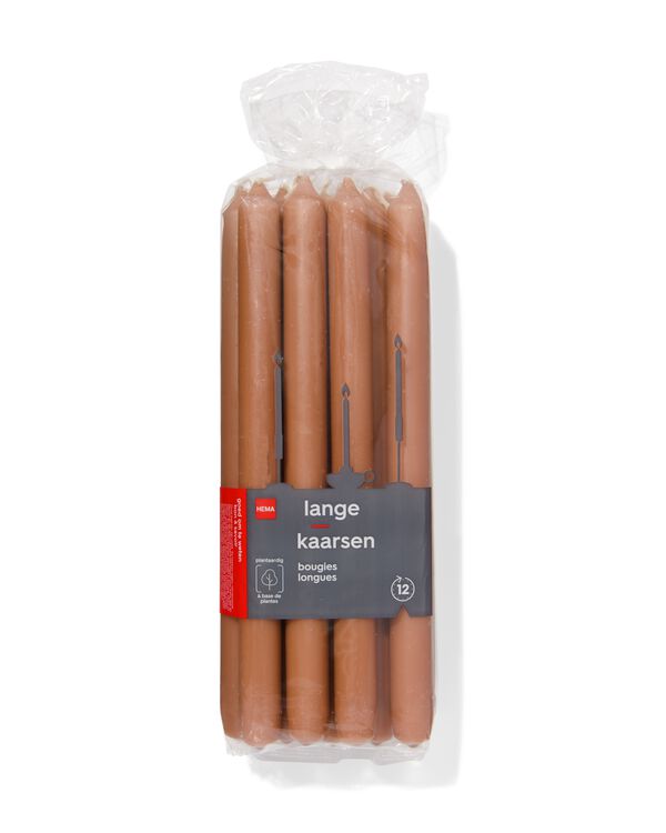 lange huishoudkaarsen Ø2.2x29 - 12 stuks bruin bruin - 2000000364 - HEMA