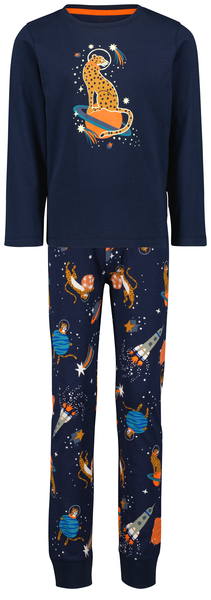 kinderpyjama space glow in the dark donkerblauw donkerblauw - 1000028383 - HEMA