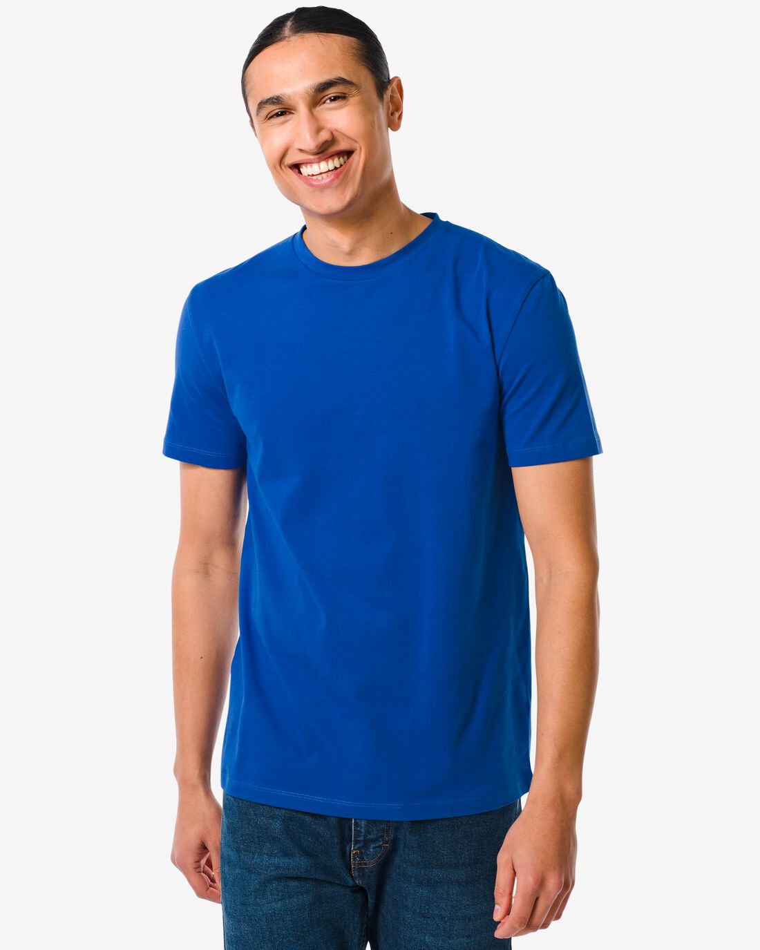 HEMA Heren T-shirt Regular Fit O-hals Blauw (blauw)