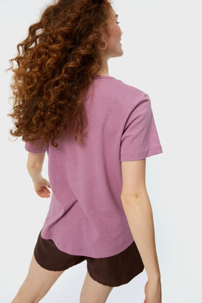 dames t-shirt Annie linnen/katoen lila - 1000027858 - HEMA