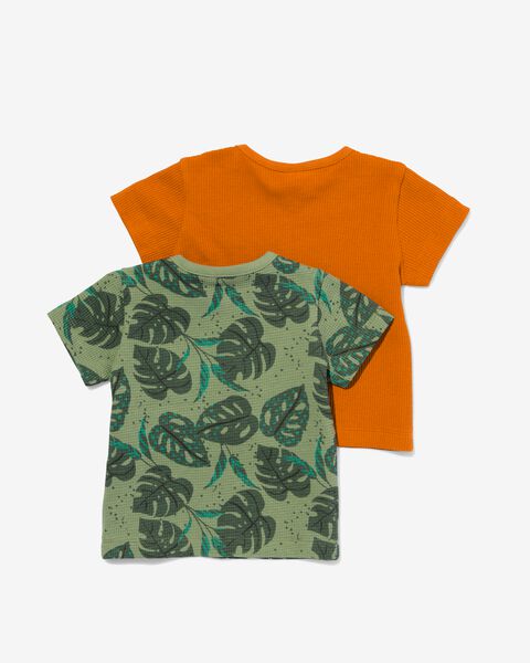 baby t-shirts wafel - 2 stuks groen groen - 1000031039 - HEMA