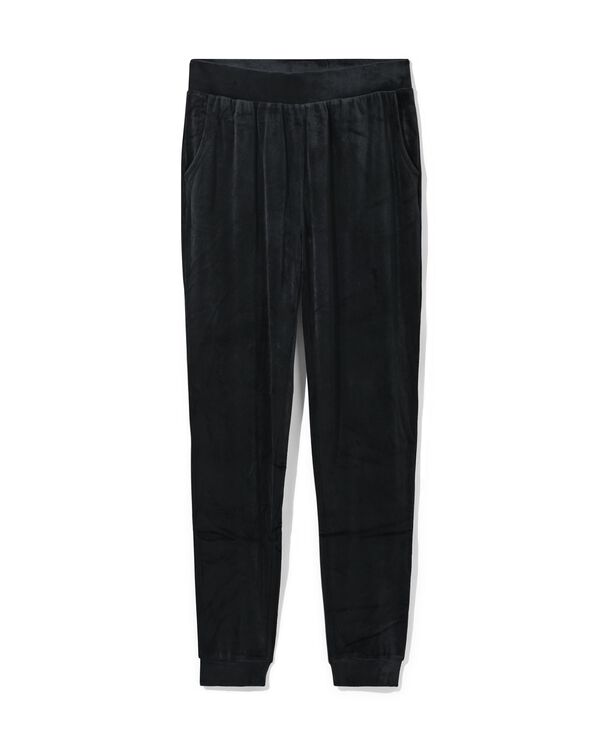 dames loungebroek velours zwart zwart - 23460079BLACK - HEMA