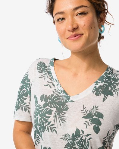 dames t-shirt Evie met linnen wit XL - 36263954 - HEMA