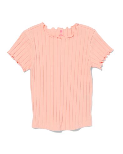 kinder t-shirt met ribbels perzik - 30834016PEACH - HEMA