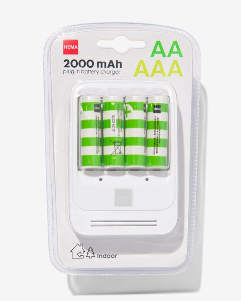 batterijlader inclusief 4 AA batterijen - 41290279 - HEMA