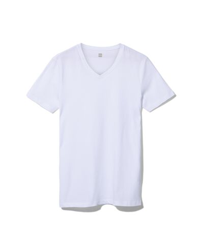 heren t-shirt regular fit v-hals extra lang - 2 stuks wit XL - 34277086 - HEMA