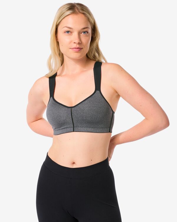 voorgevormde sportbh medium support grijsmelange grijsmelange - 1000018832 - HEMA