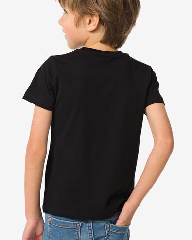 kinder basis t-shirts stretch katoen - 2 stuks zwart zwart - 30729403BLACK - HEMA