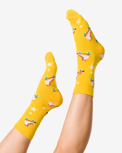 sokken met katoen you're on a roll geel 39/42 - 4141157 - HEMA