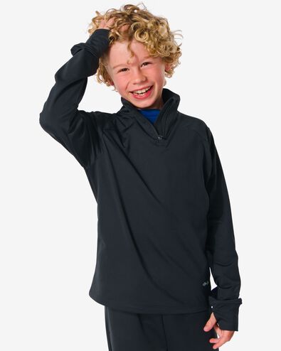 kinder fleece sportshirt zwart 110/116 - 36090316 - HEMA