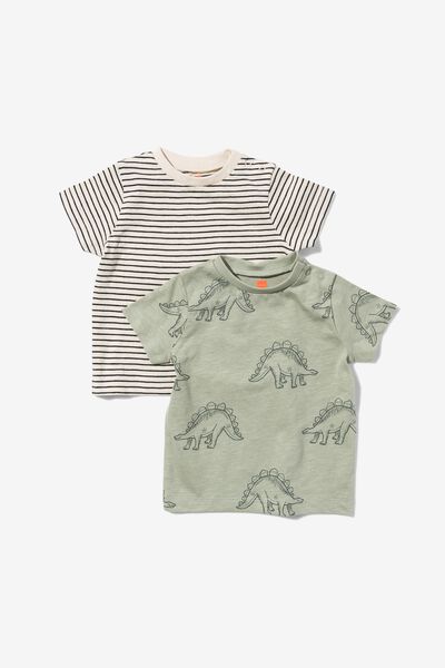 Amerika verkwistend Verschrikking baby t-shirts - 2 stuks groen - HEMA