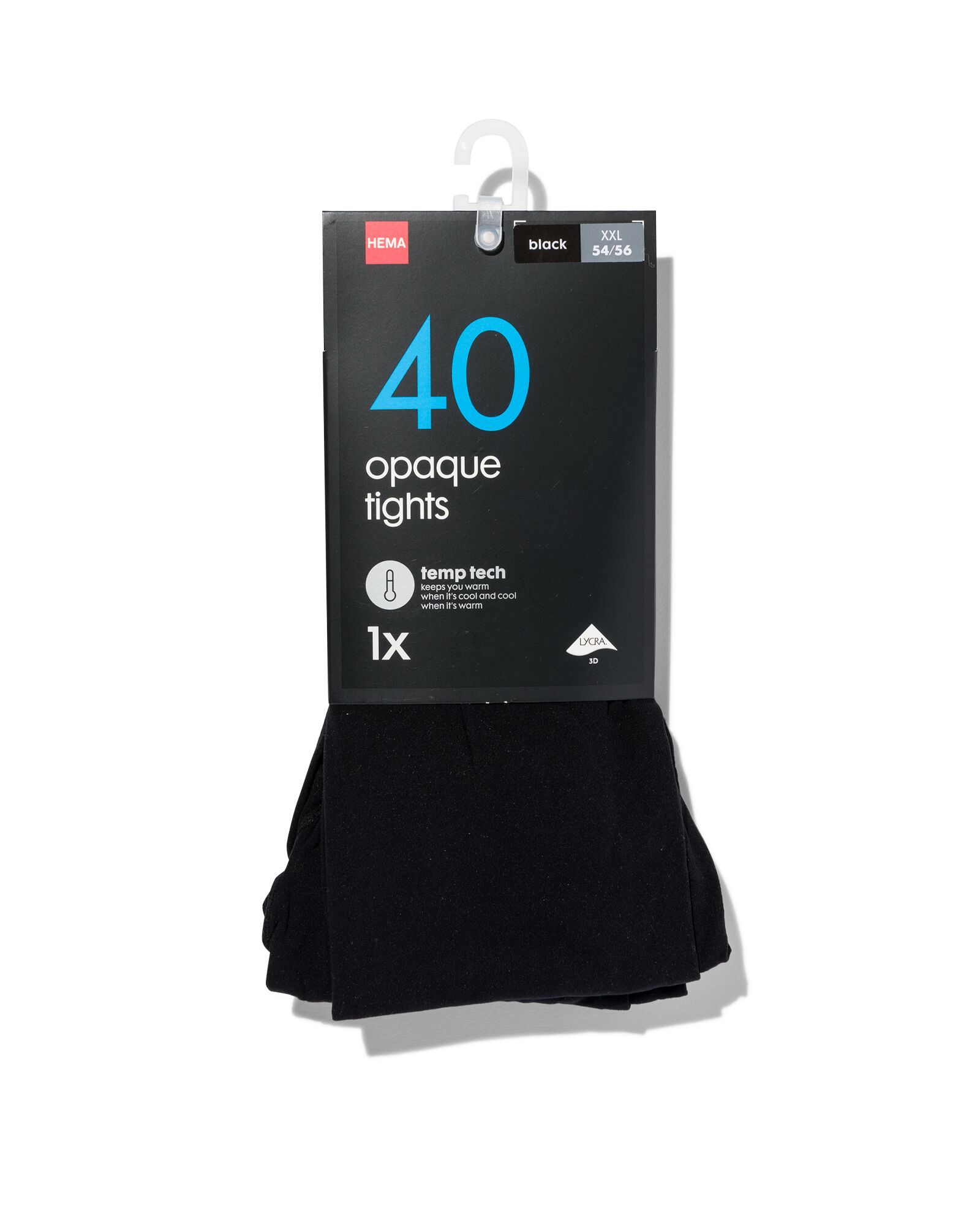 temp tech panty 40denier zwart 54/56 - 4061987 - HEMA