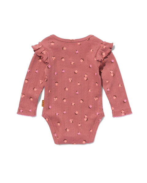 newborn kledingset legging en romper met ribbels en ajour roze roze - 1000029848 - HEMA