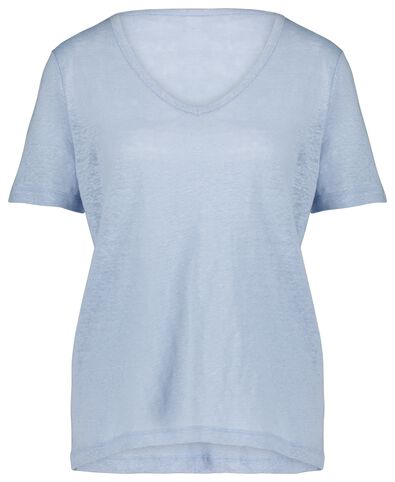 dames t-shirt linnen lichtblauw - 1000024304 - HEMA