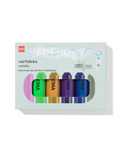 verfsticks metallic - 6 stuks - 15900256 - HEMA