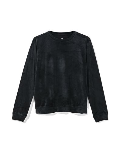 dames loungesweater velours zwart zwart - 23460275BLACK - HEMA