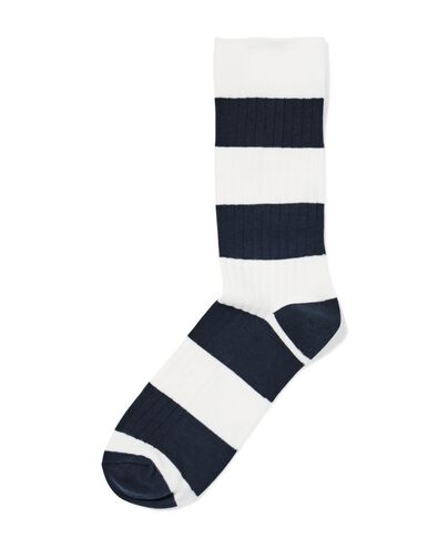 herensokken rib strepen donkerblauw donkerblauw - 4170420DARKBLUE - HEMA
