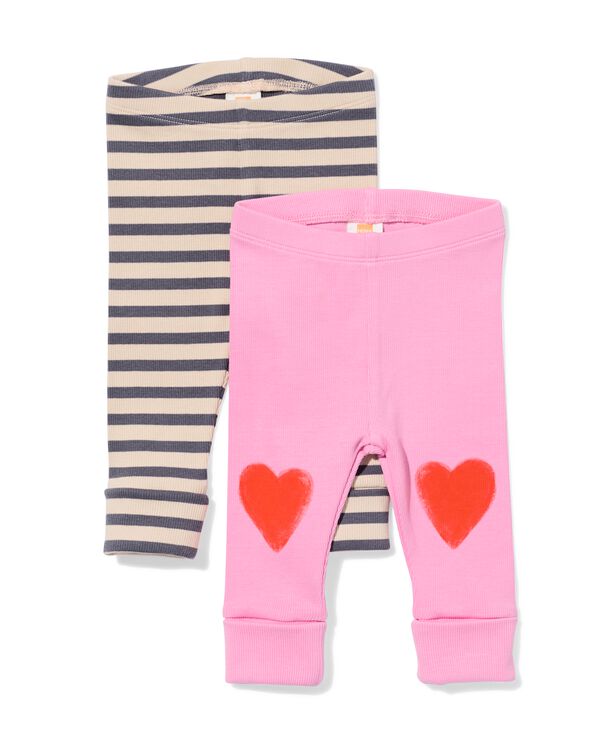 baby meegroeileggings rib hartjes roze roze - 33041670PINK - HEMA