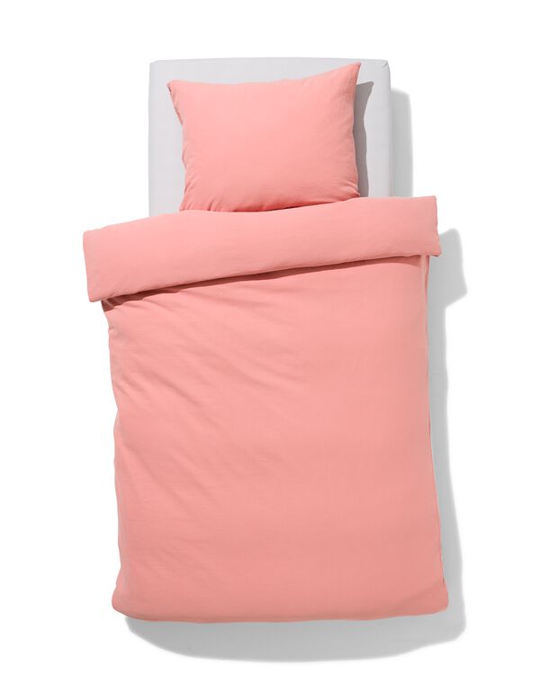 dekbedovertrek katoen mousseline 140x200/220 roze - 5730200 - HEMA