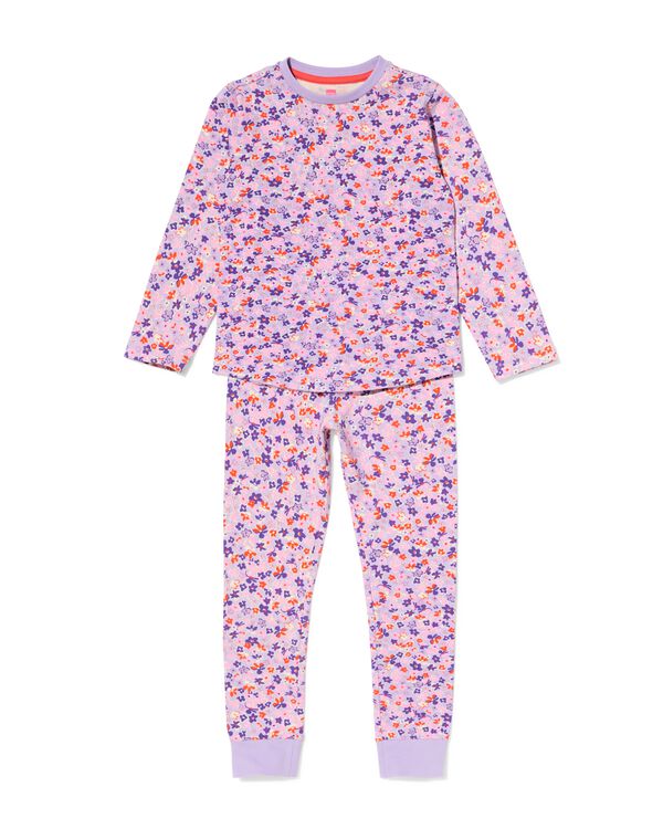 kinderpyjama bloemen lila lila - 23000640LILAC - HEMA