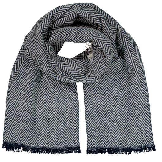 dames sjaal 180x70 zigzag blauw/wit - 16450097 - HEMA
