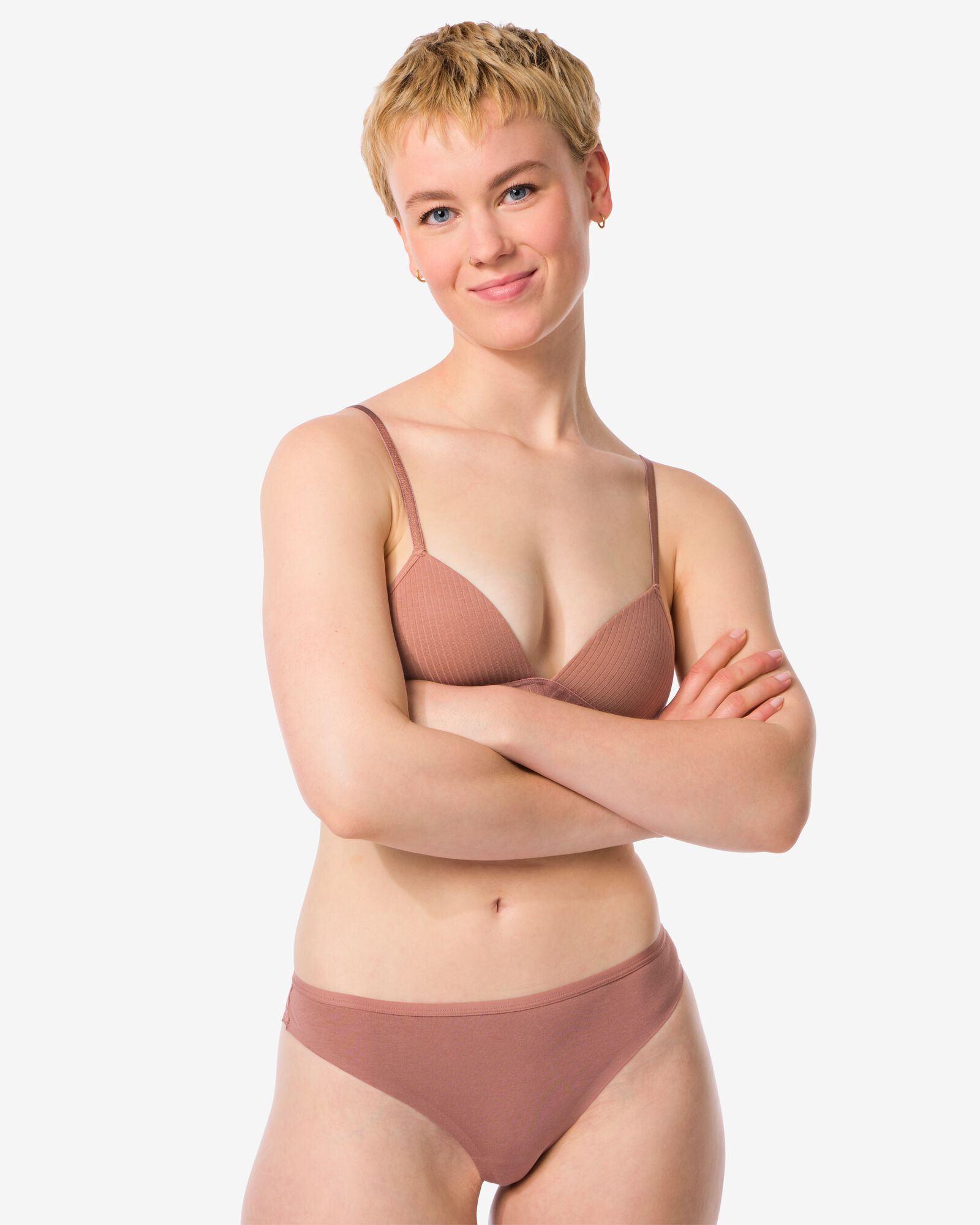 dames brazilian katoen met kant  lichtbruin lichtbruin - 21960809LIGHTBROWN - HEMA