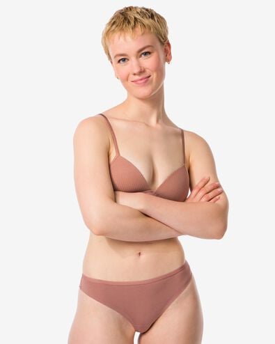 dames brazilian katoen met kant  lichtbruin lichtbruin - 21960809LIGHTBROWN - HEMA