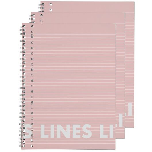 collegeblok roze A4 gelinieerd - 3 stuks - 14101641 - HEMA
