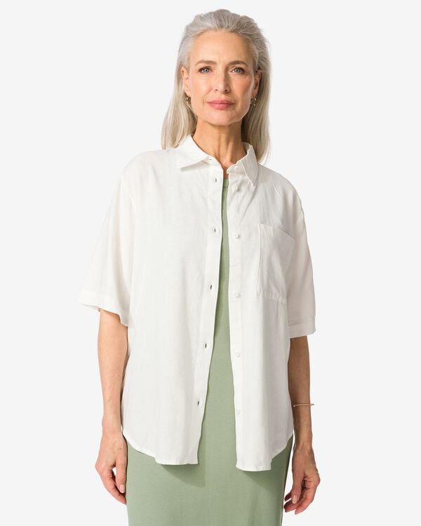 damesblouse Lizzy met linnen wit wit - 36289370WHITE - HEMA