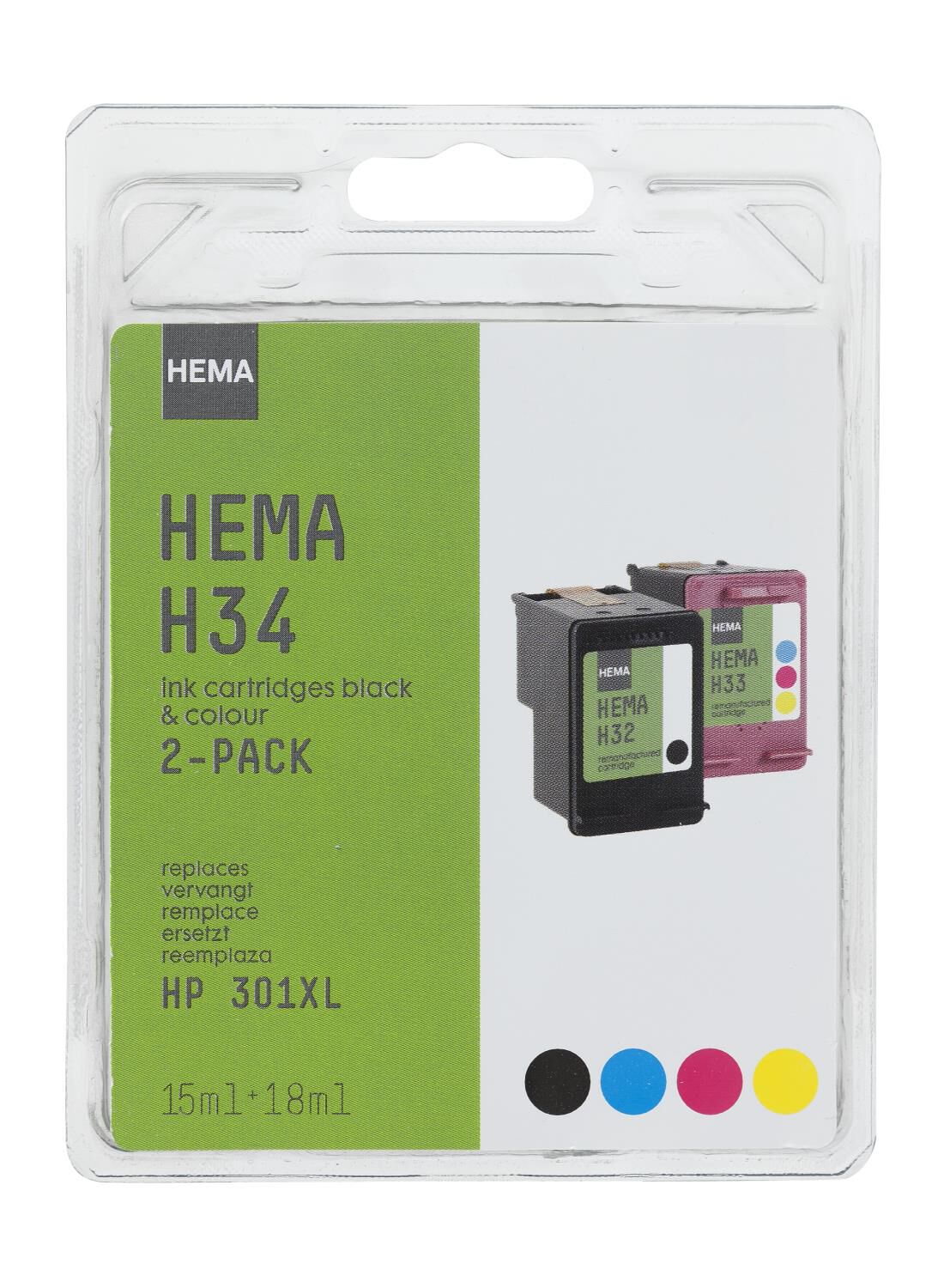 effectief Honderd jaar Ik denk dat ik ziek ben HEMA cartridge H34 voor de HP 301XL - HEMA