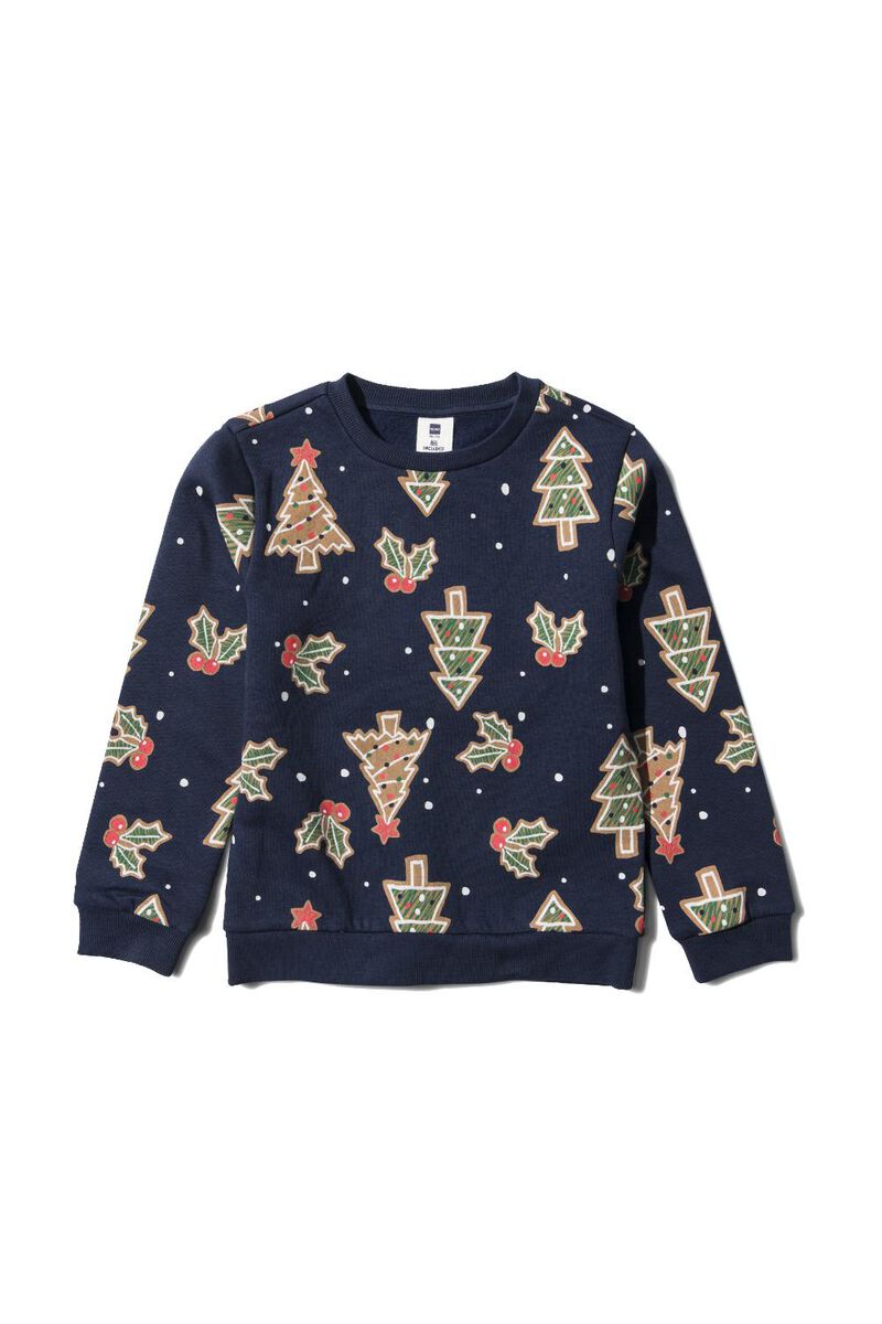 kinder sweater kerstbomen donkerblauw donkerblauw - 1000029536 - HEMA