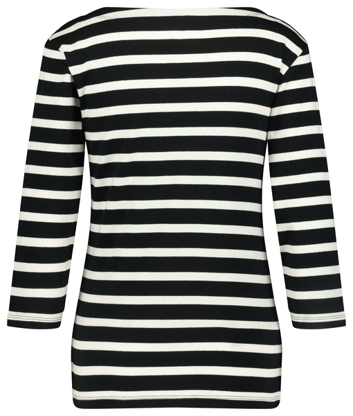 dames t-shirt streep boothals zwart/wit XL - 36324789 - HEMA