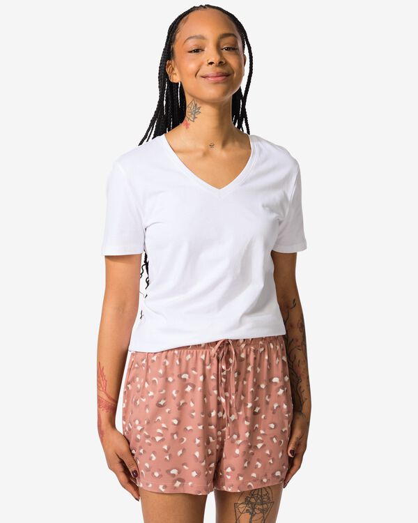 damespyjama korte broek micro luipaard lichtbruin lichtbruin - 23410441LIGHTBROWN - HEMA