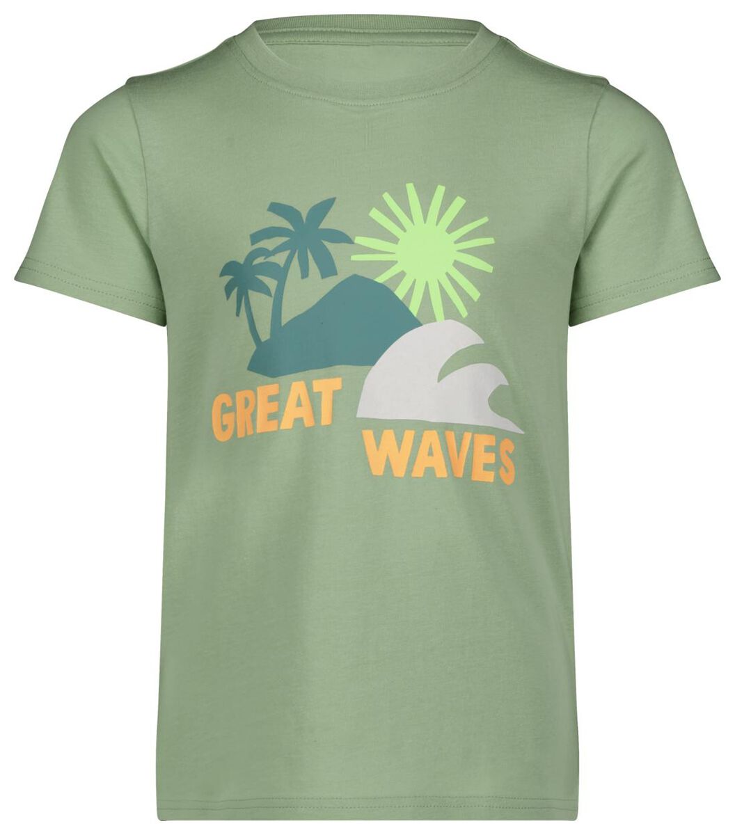 kinder t-shirt great waves lichtgroen - 1000028004 - HEMA