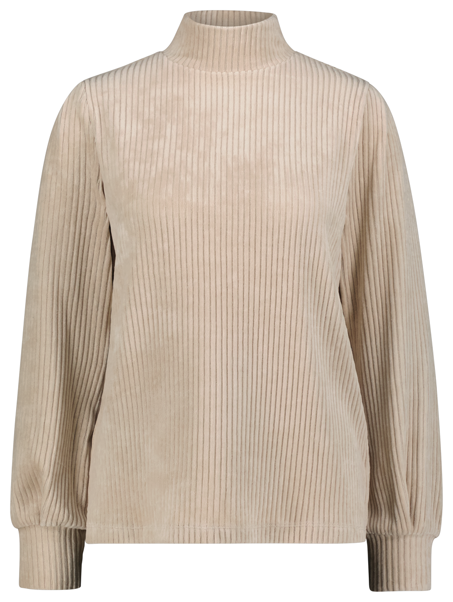 dames sweater Cassie met ribbels zand zand - 1000029491 - HEMA