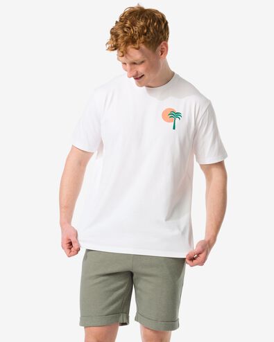 heren t-shirt met rug opdruk wit L - 2115816 - HEMA