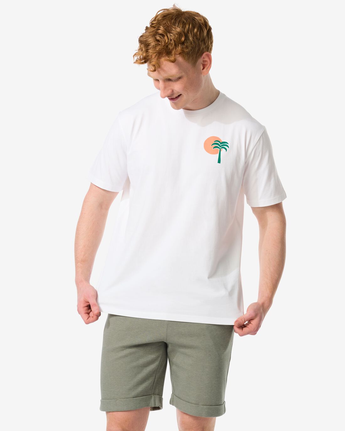 HEMA Heren T-shirt Met Rug Opdruk Wit (wit)