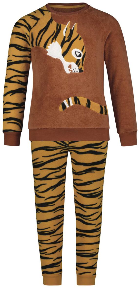 kinder pyjama fleece cheetah bruin bruin - 1000028975 - HEMA