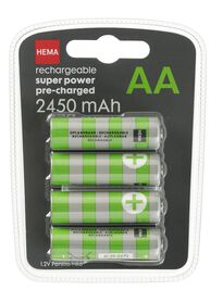 oplaadbare AA batterijen 2450mAh plus - 4 stuks - 41290272 - HEMA