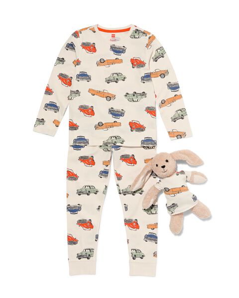 kip Lada pil kinder pyjama auto's met poppennachtshirt beige - HEMA