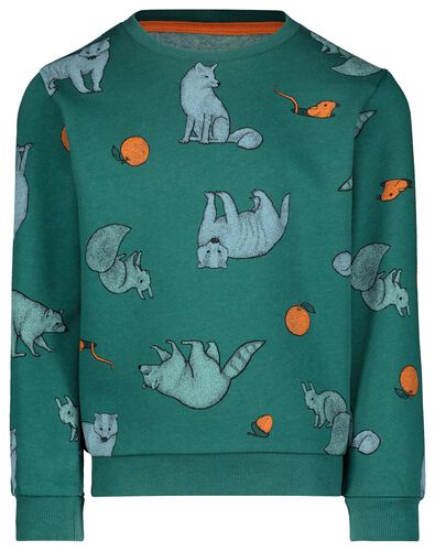 kinder sweater met bosdieren groen - 1000029224 - HEMA