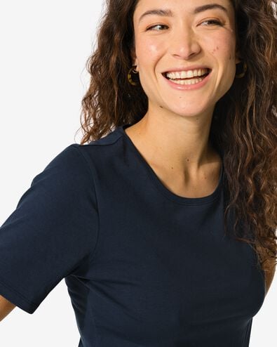 dames T-shirt basic o-hals donkergrijs - 36398105DARKGREY - HEMA